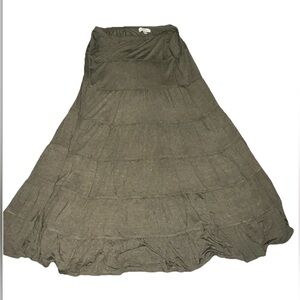 Max Studio Olive Stripe Maxi Skirt Women’s XS
